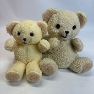 Vintage Snuggle Bear 9" Plush & 11" Hand Puppet Set Cream Sherpa Mascot